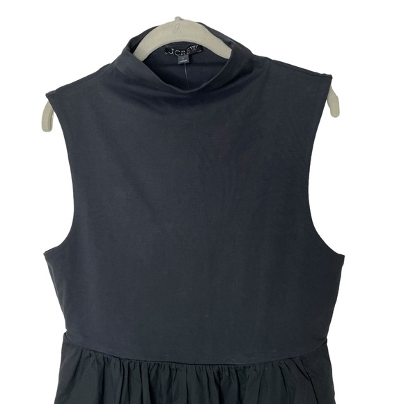 NEW WITH TAGS J. Crew Black Fitted Knit Mockneck Dress with Poplin Skirt Large - Picture 3 of 8
